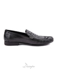 Sleek Black Embossed Crocodile Loafers D1287