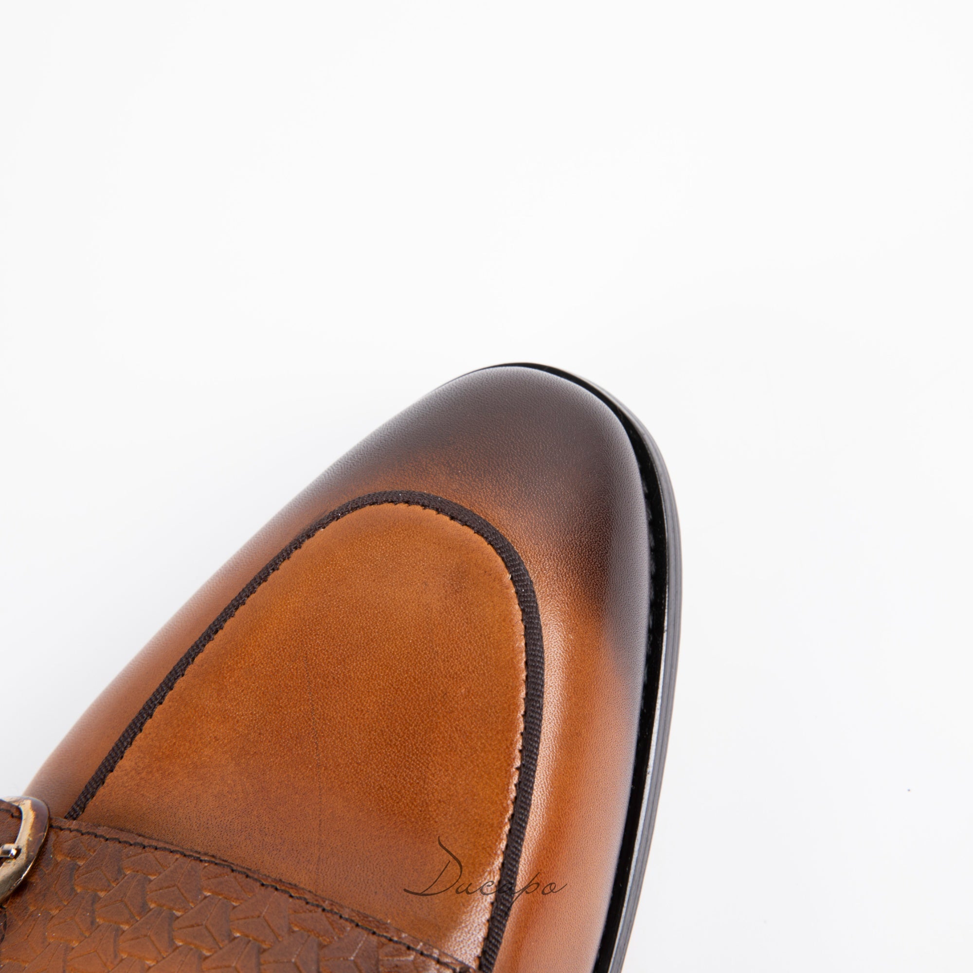 Burnished Textured Double Monk Strap Shoes D1288