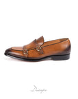 Burnished Textured Double Monk Strap Shoes D1288