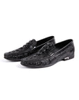 Sleek Black Crocodile Loafers D1289