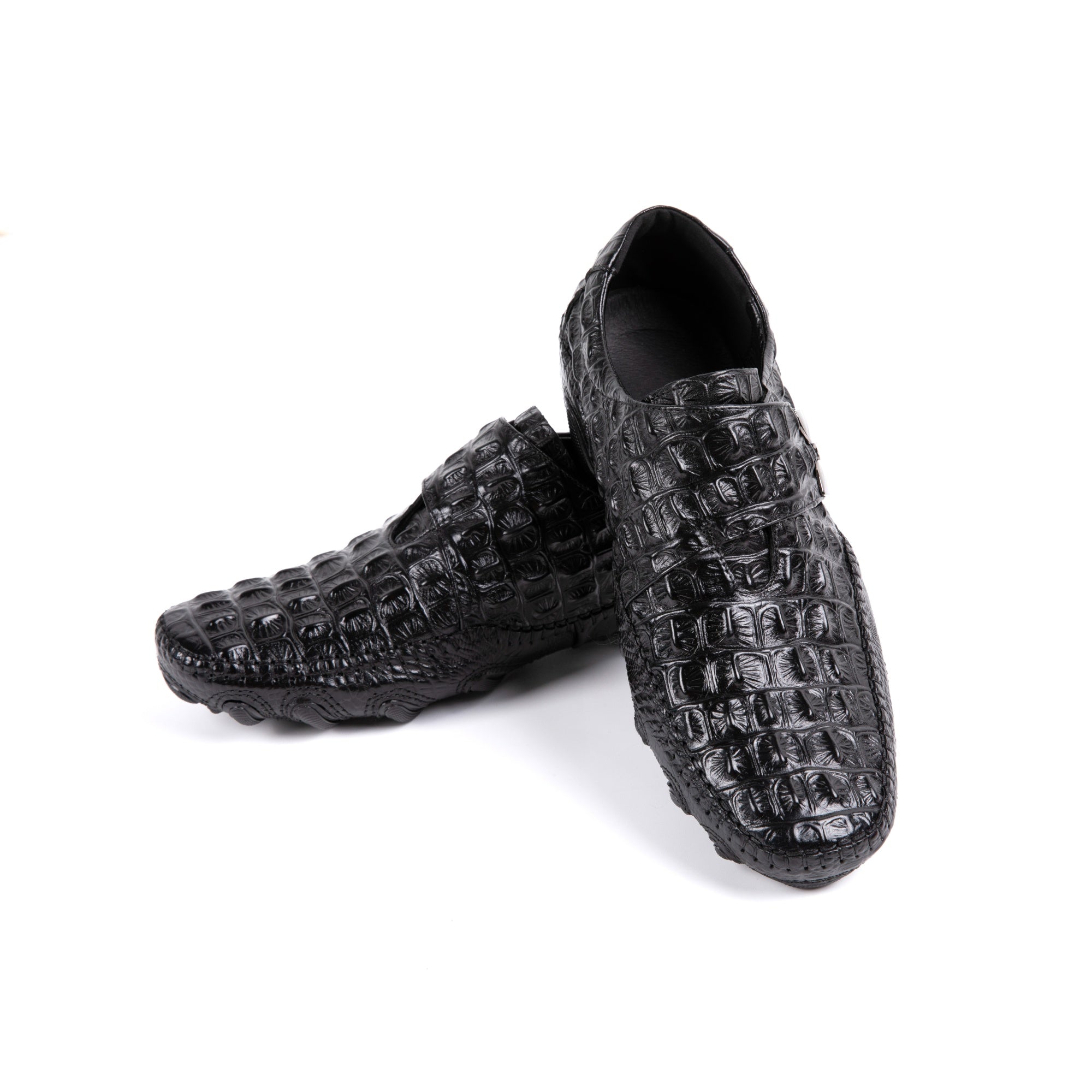 Sleek Black Crocodile Loafers D1289