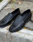 Sleek Black Crocodile Loafers D1289