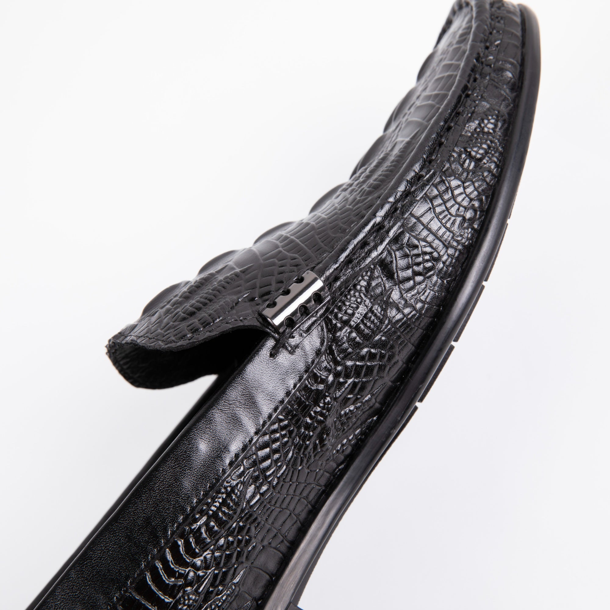 Sleek Black Crocodile Loafers D1289