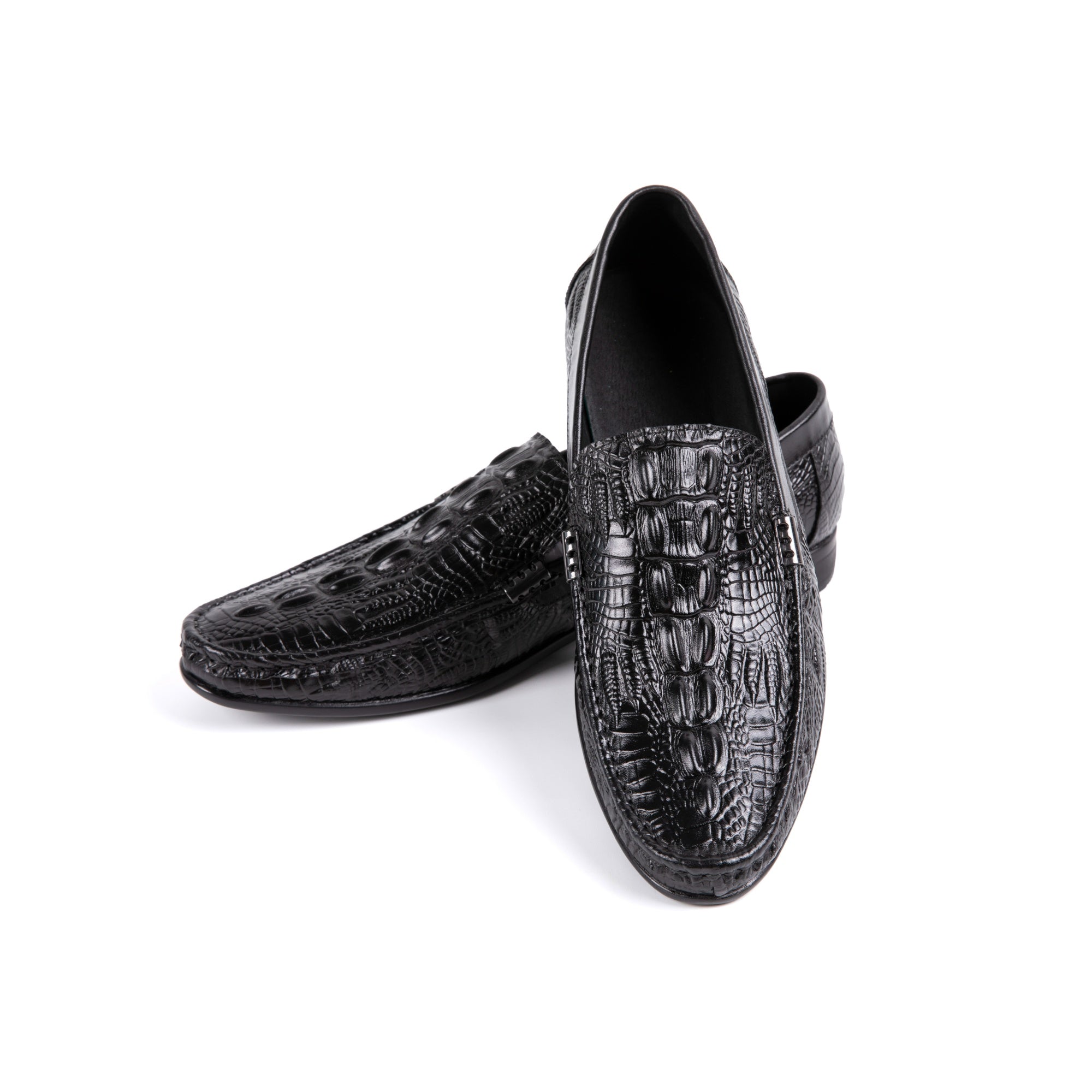 Sleek Black Crocodile Loafers D1289