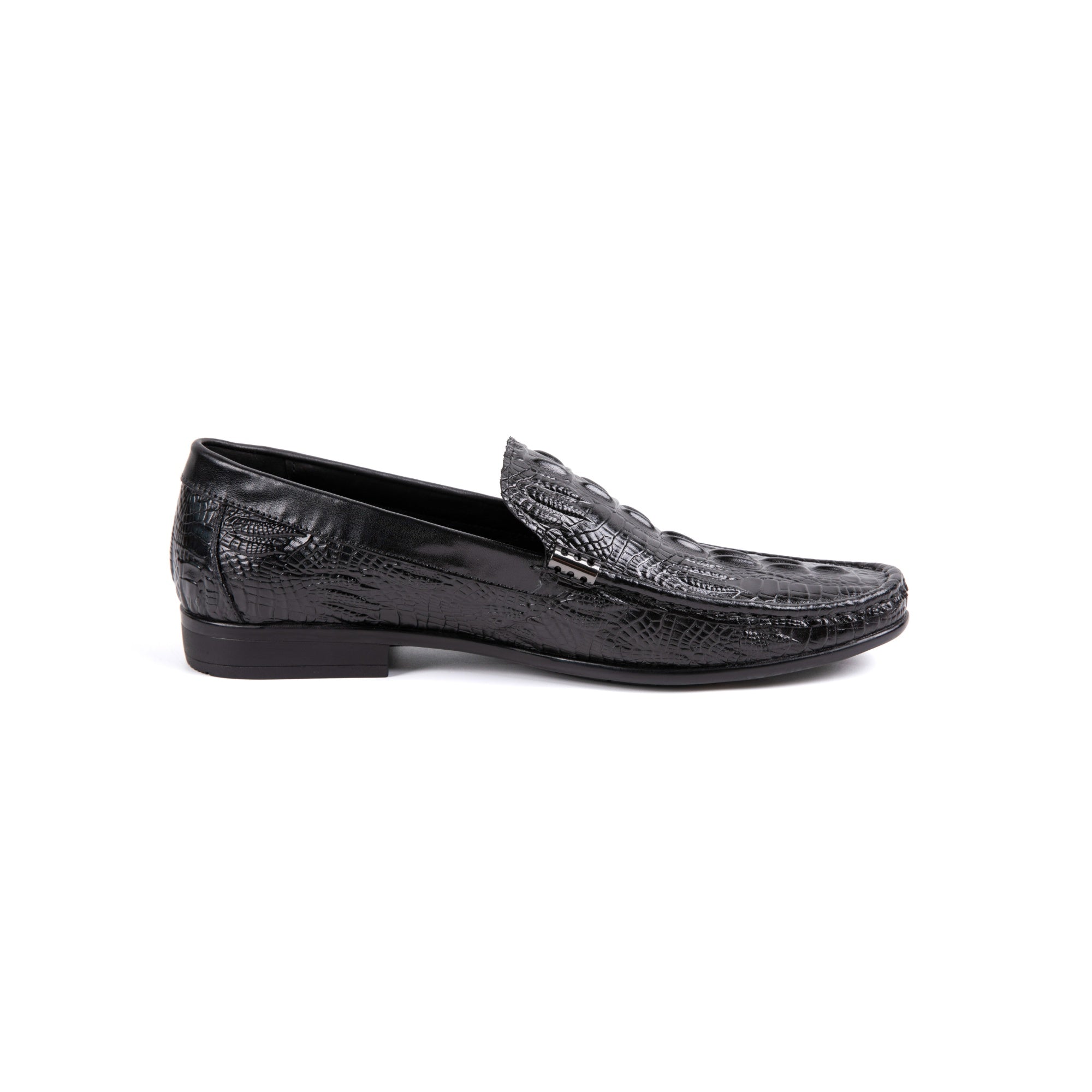Sleek Black Crocodile Loafers D1289