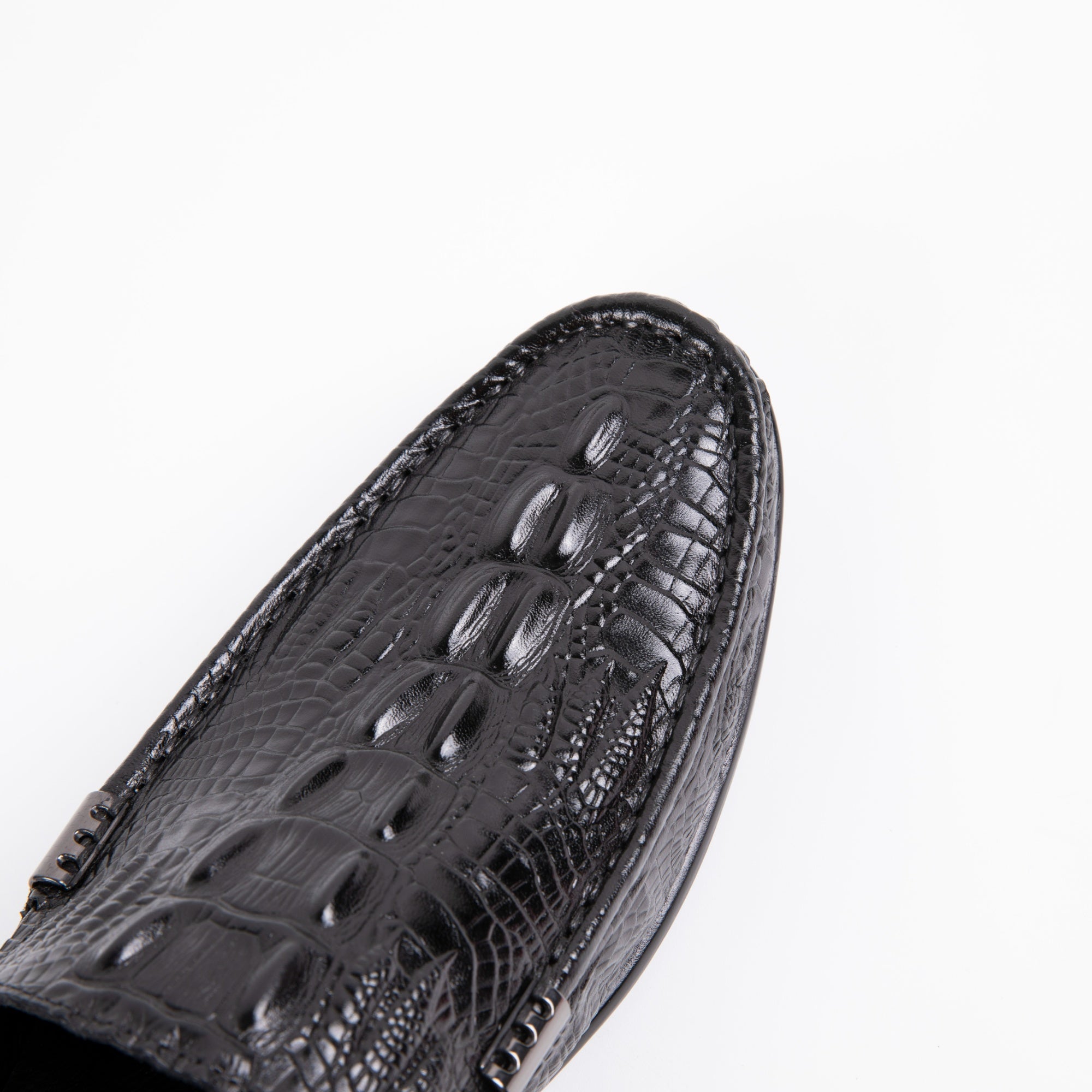 Sleek Black Crocodile Loafers D1289
