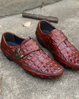 Luxury Burgundy Crocodile Driver Shoe D1293