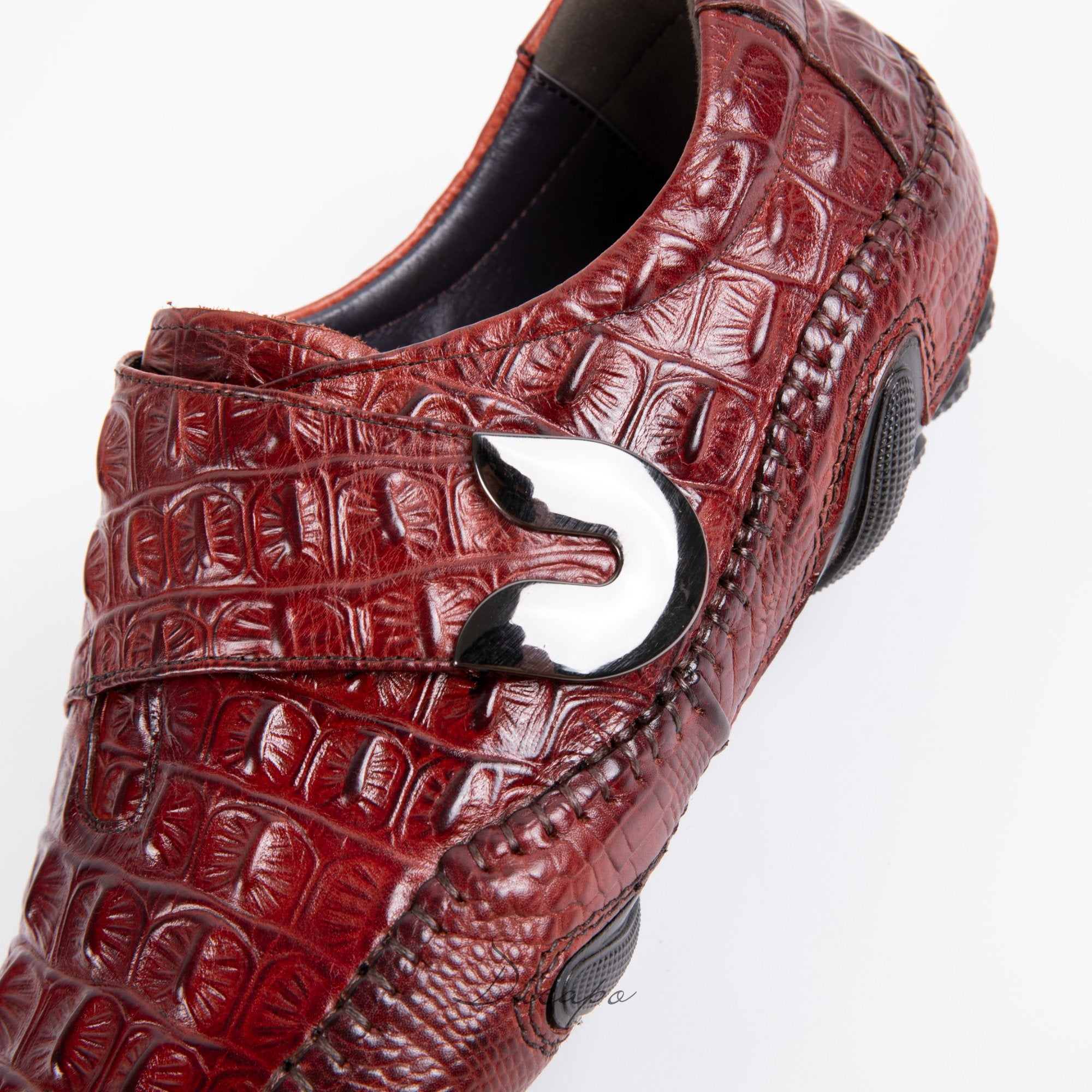 Luxury Burgundy Crocodile Driver Shoe D1293
