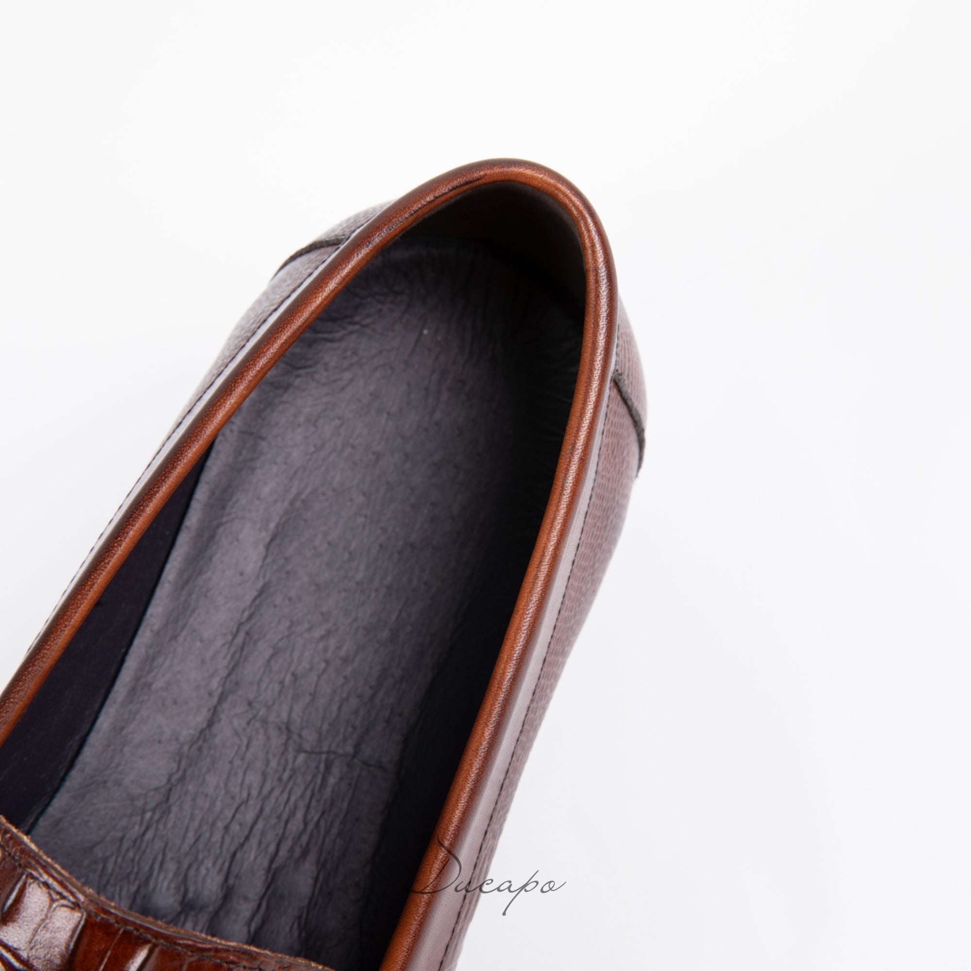 Brown Textured Crocodile Loafers D1294