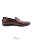 Brown Textured Crocodile Loafers D1294
