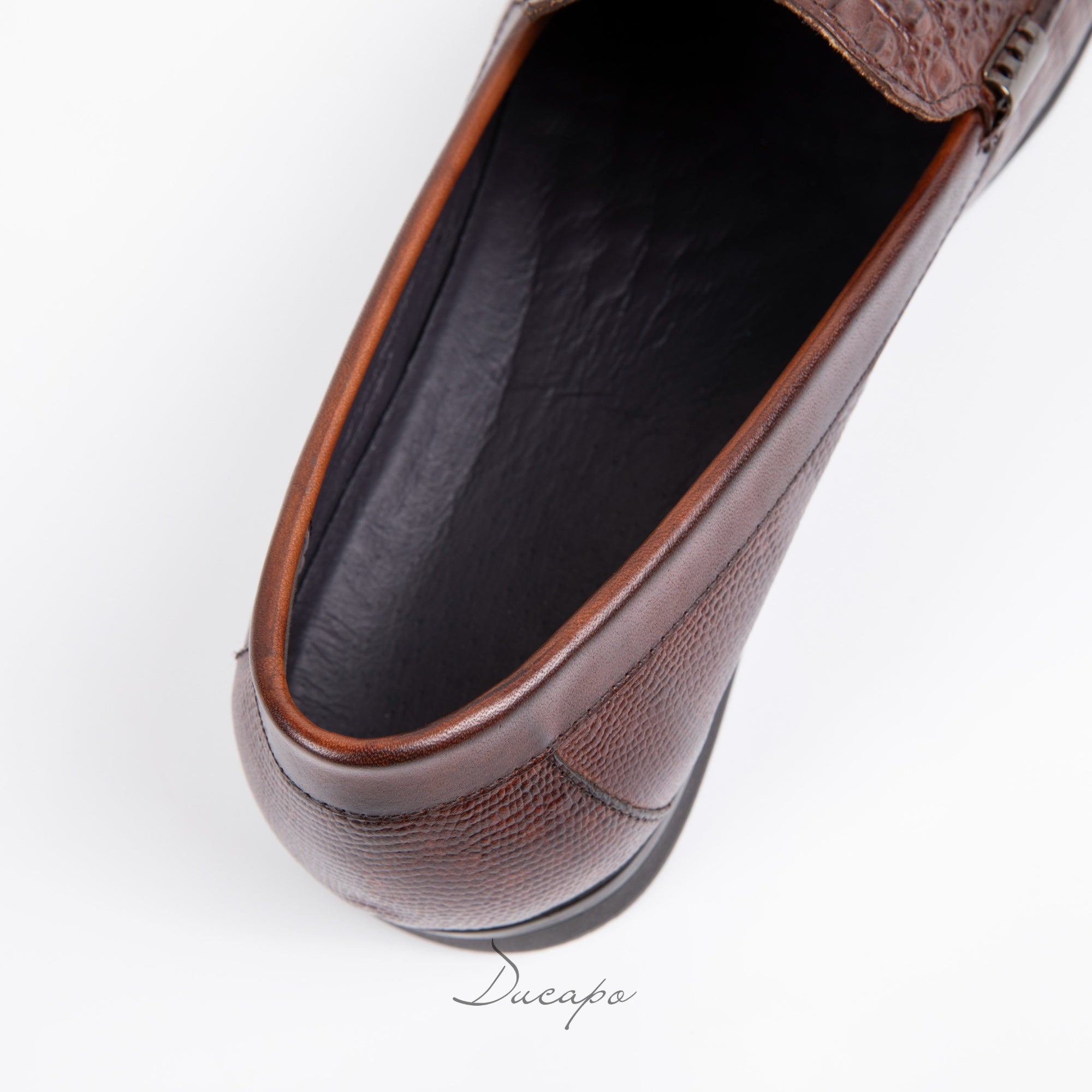 Brown Textured Crocodile Loafers D1294