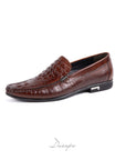 Brown Textured Crocodile Loafers D1294