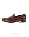 Brown Textured Crocodile Loafers D1294