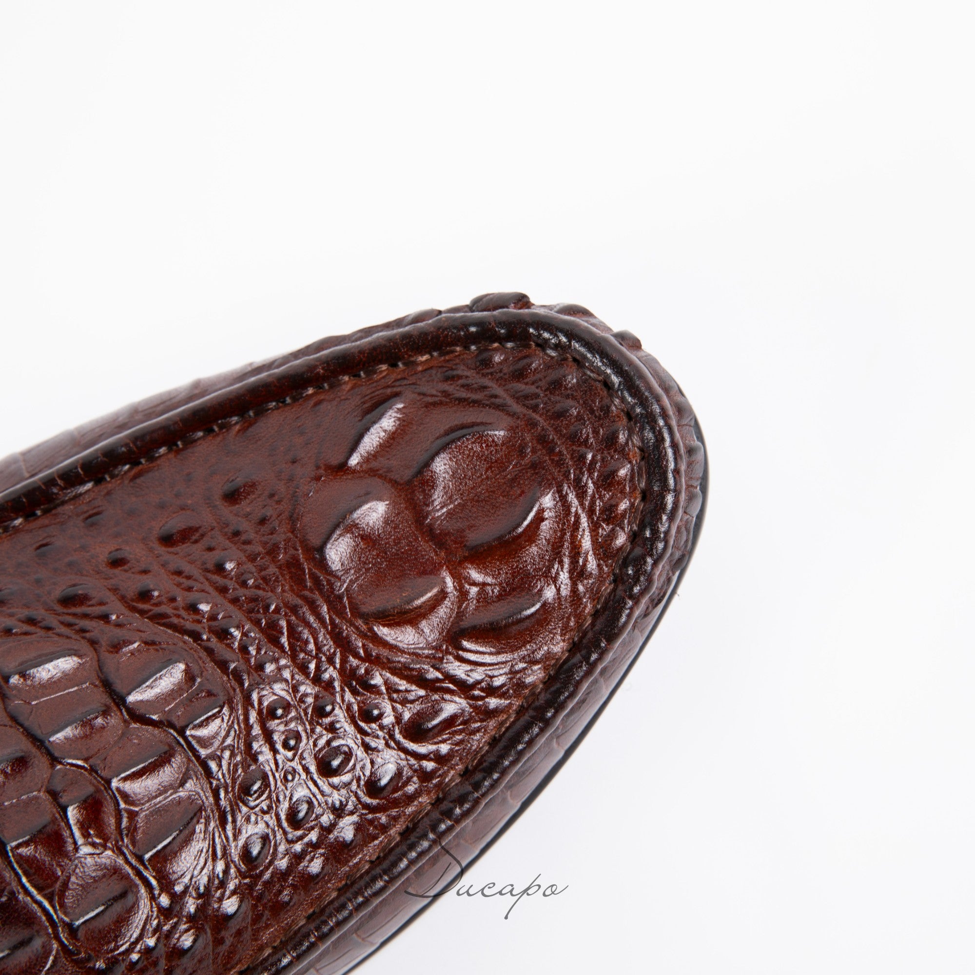 Brown Textured Crocodile Loafers D1294
