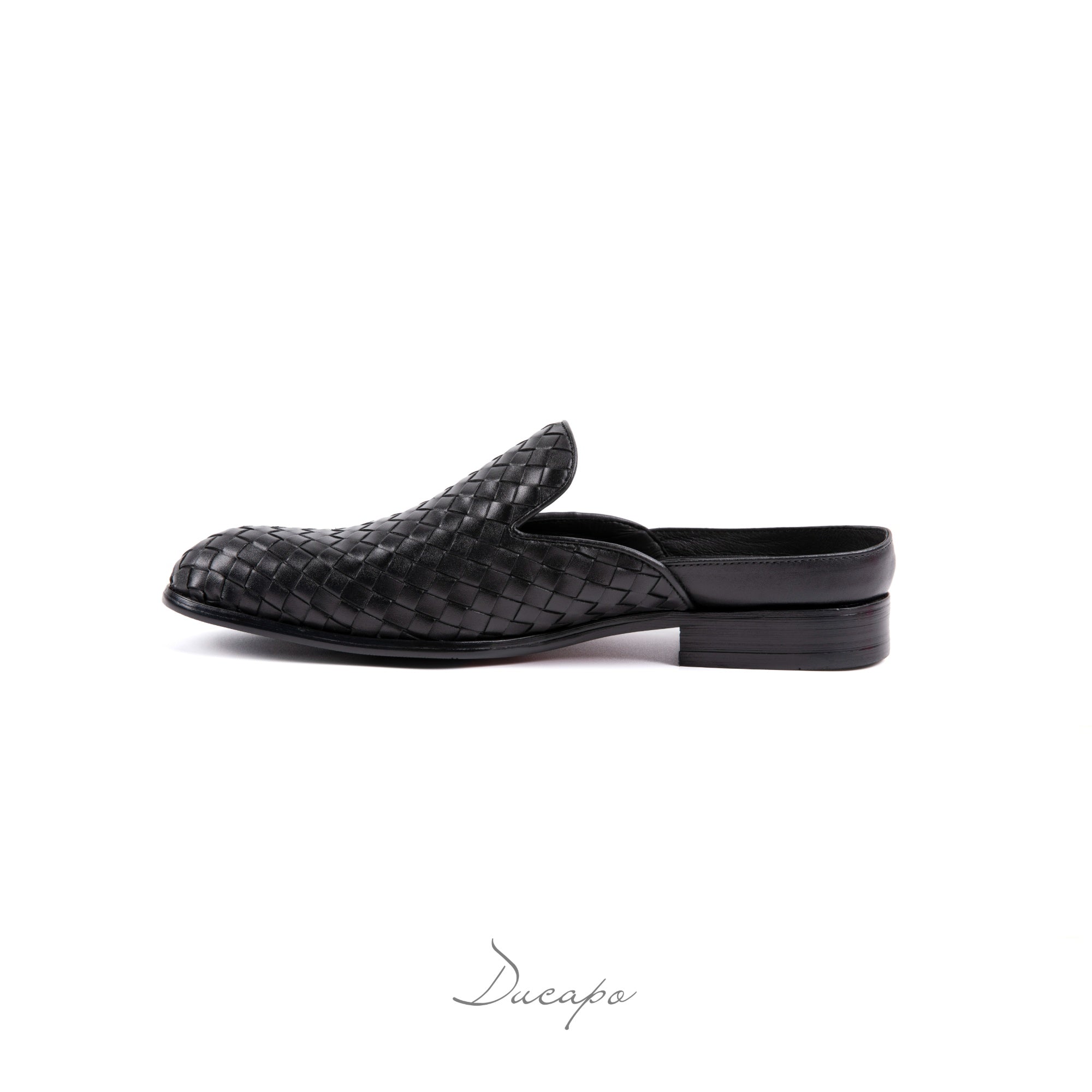 Classic Black Woven Loafer Mule D1295