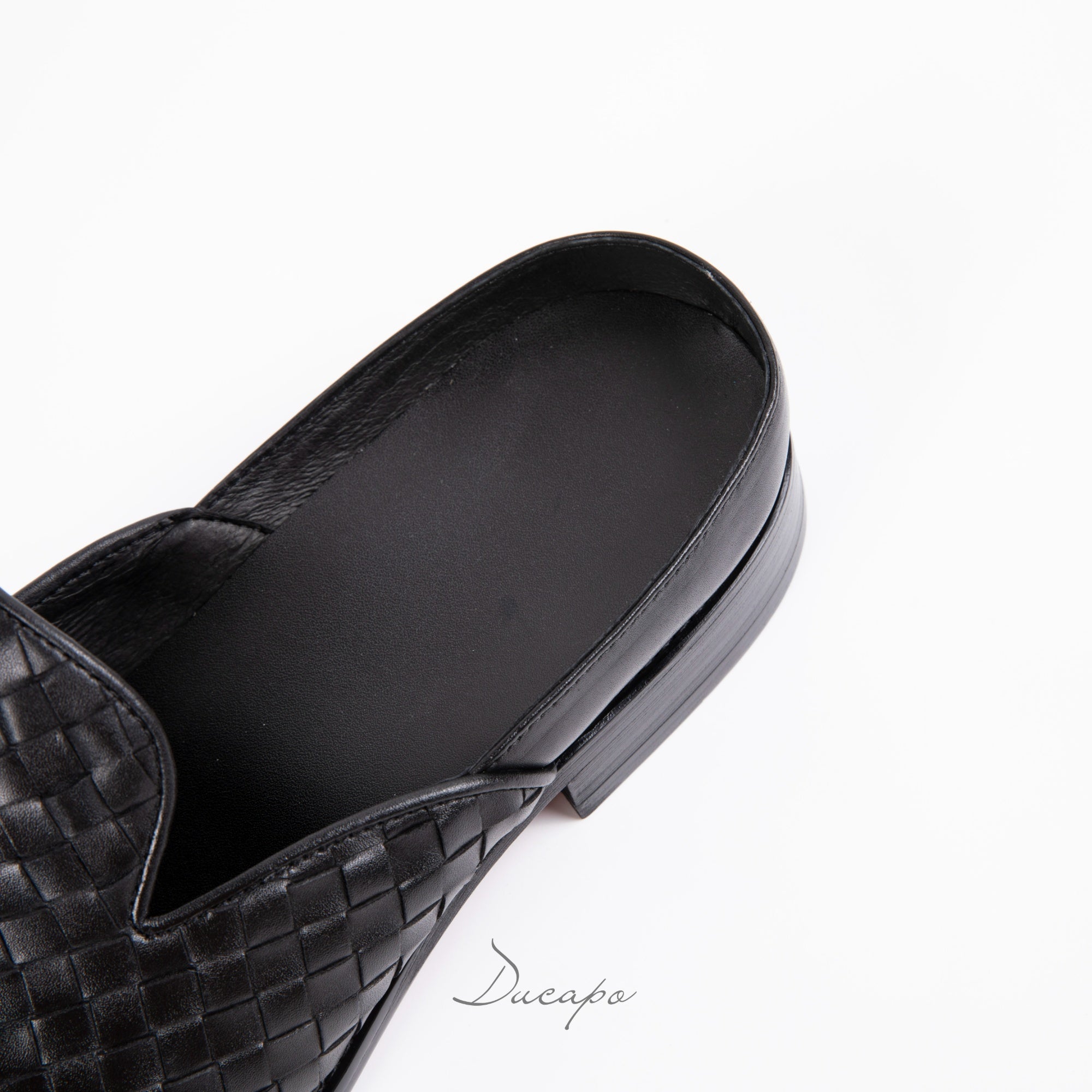 Classic Black Woven Loafer Mule D1295