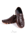 Luxury Brown Croc Driving Loafers D1296