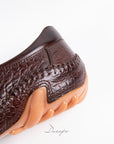 Luxury Brown Croc Driving Loafers D1296