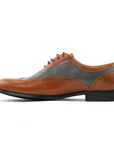 Ducapo Taupe and Charcoal Wingtip Oxfords