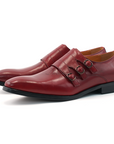 Ducapo Bold Red Triple Monk Shoes