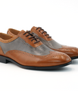 Ducapo Taupe and Charcoal Wingtip Oxfords