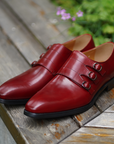 Ducapo Bold Red Triple Monk Shoes