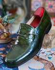 Ducapo Emerald Green Texture Bit Loafers