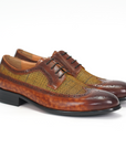 Ducapo Caramel Checkered Classic Derby Shoes