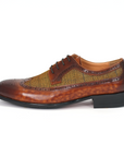 Ducapo Caramel Checkered Classic Derby Shoes
